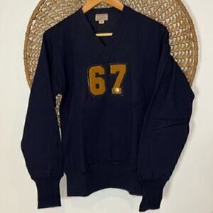 1940s Vintage O’Shea Wool Varsity Sweater – Navy & Gold – Size 40  Small/Medium)